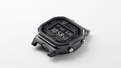 The metal case of the G-SHOCK digital watch detached from the bracelet
