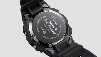 Back of the GW-5000HS - wristwatch with engraving on the case back "Shock resistant"