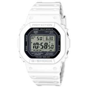 Digital watch GW-5000HS-7 with rectangular case and white resin strap