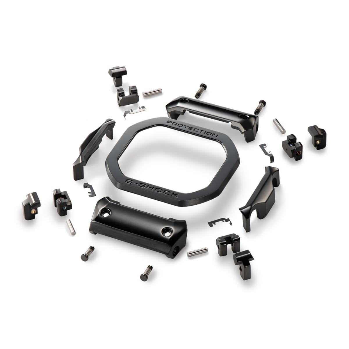 Illustration of the individual parts that make up the housing of the MRG-B5000B-1
