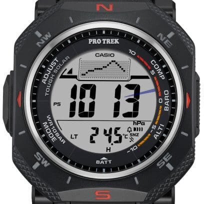 The barometer/thermometer function is activated on the display of the PRO TREK PRG-69-1.