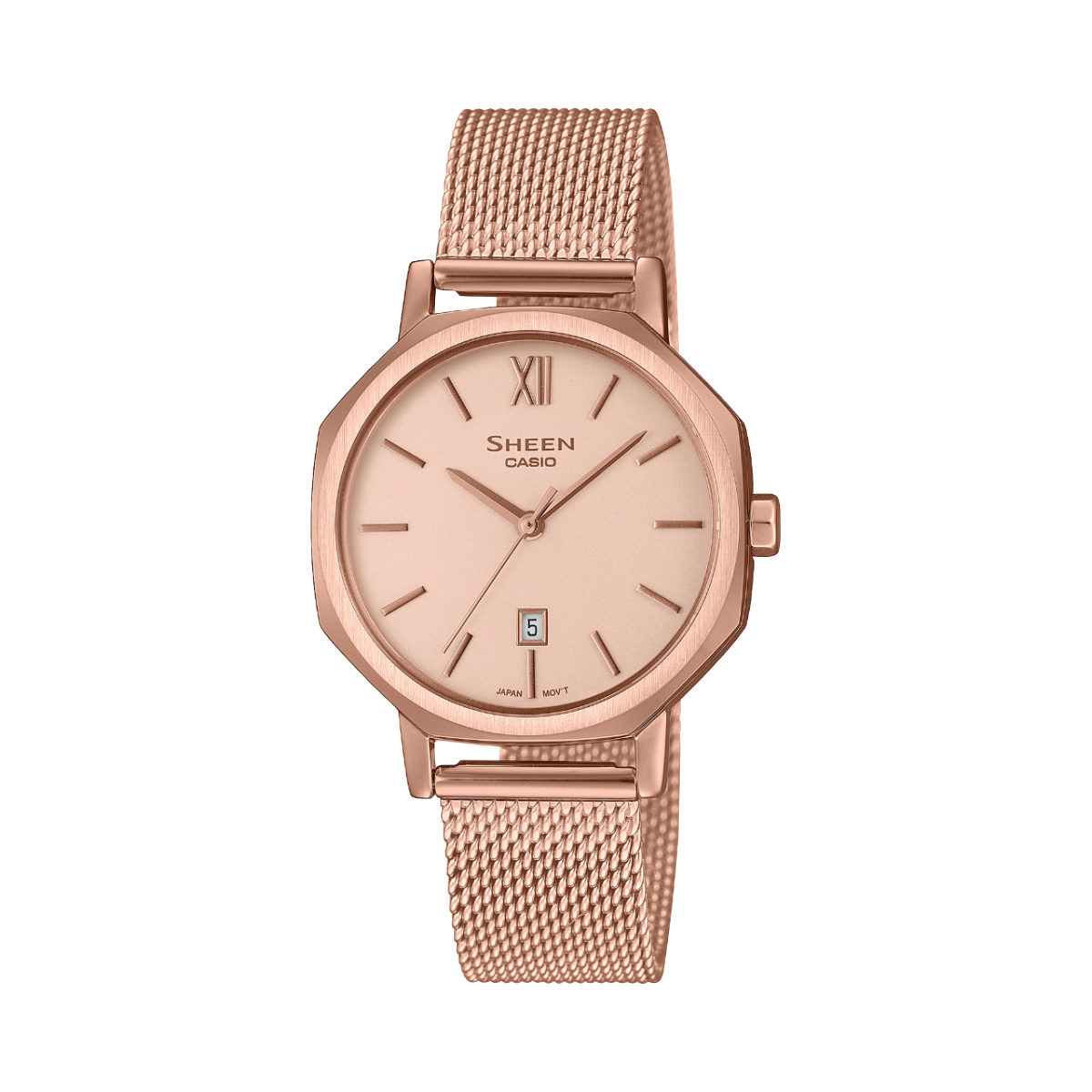 SHEEN wristwatch in rose gold with analogue dial and metal bracelet