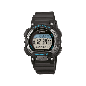 Front view of the black STL-S300H-1A with round case and digital dial
