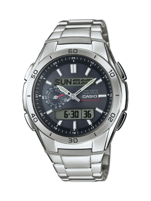 Front view of the silver WVA-M650D-1A with black dial