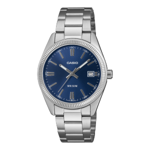 Front view of the silver analog watch UTP-1302PD-2A1VEF with dark blue dial