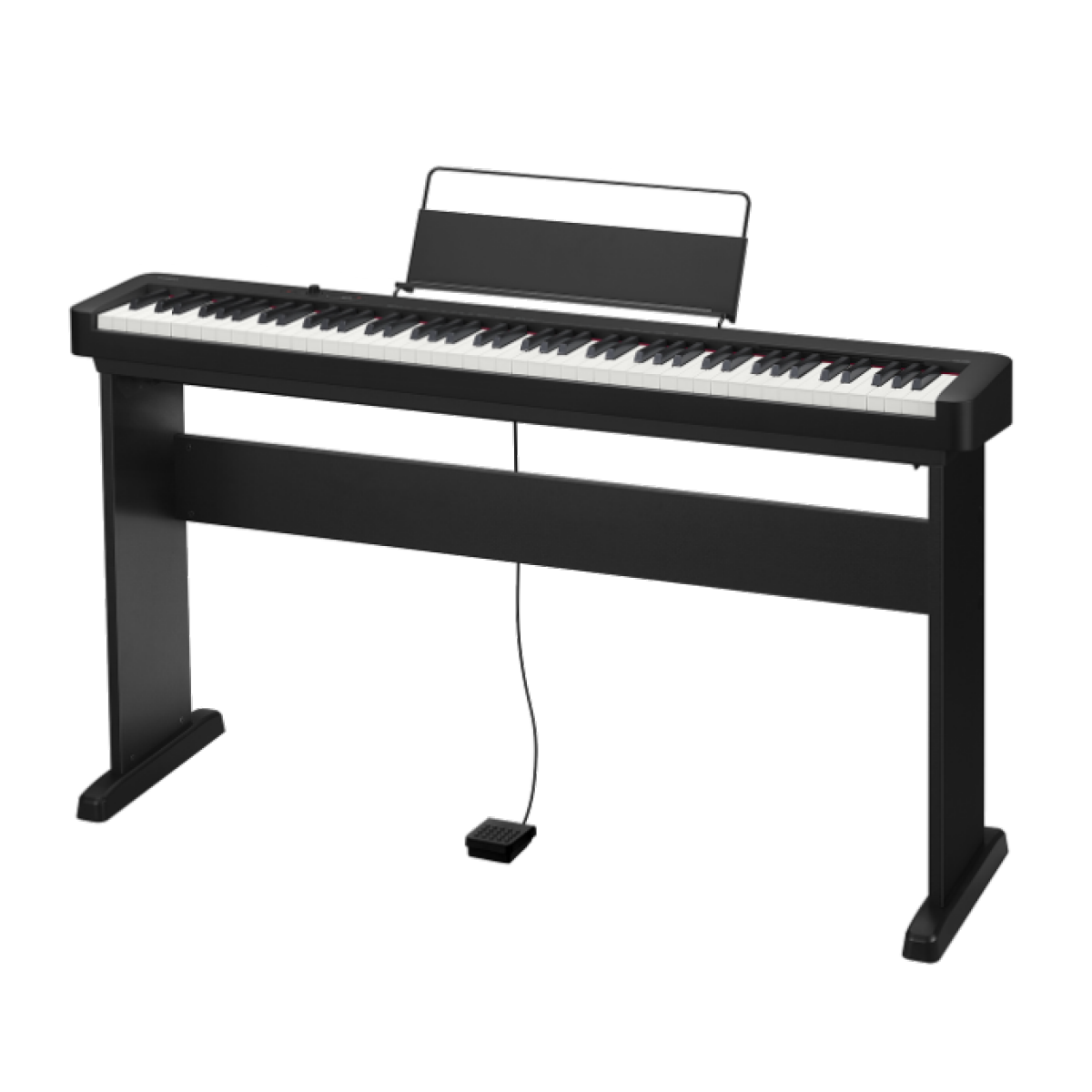 Vue d'ensemble du piano numérique compact CASIO CDP-S100 en noir.