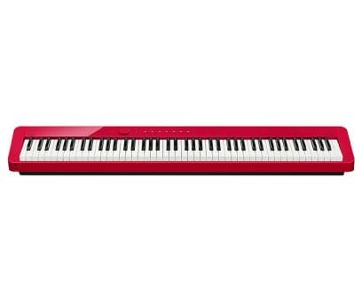 Vue d'ensemble du piano numérique CASIO Privia PX-S1000 en rouge.