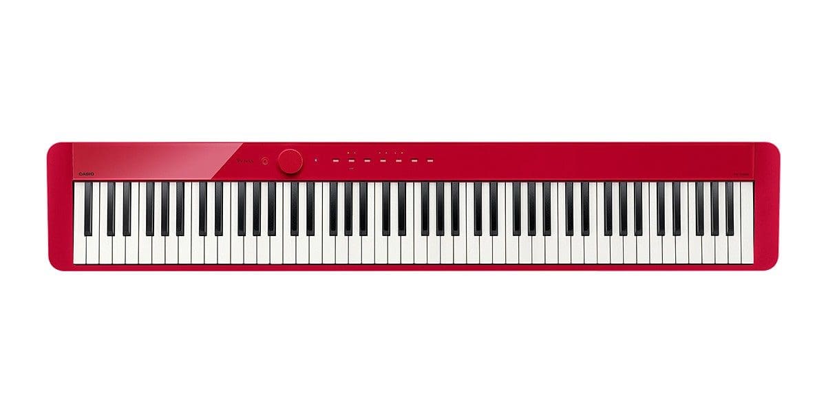 Photo du piano numérique CASIO Privia PX-S1000 en rouge, vue de dessus.