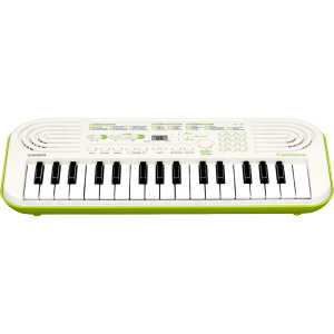 Vue d'ensemble du mini-clavier SA-50 en blanc et vert citron.
