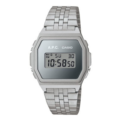 La montre digitale A1000ACD-7 avec bracelet en acier inoxydable argenté
