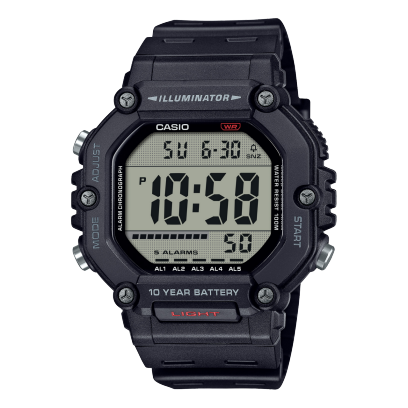Horloge numérique hexagonale noire AE-1600H-1AV, avec vis de fixation du boîtier