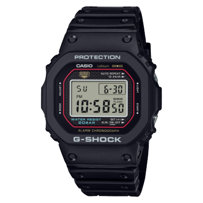 Productshot de la montre G-SHOCK DW-5000R-1A à affichage digital et bracelet noir