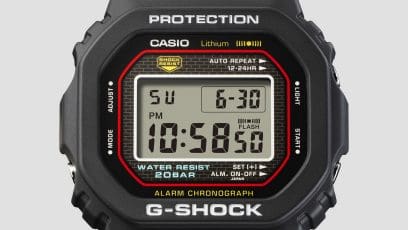 DW-5000R-1A Motif de la face rehaussé de rouge, de bleu et de jaune
