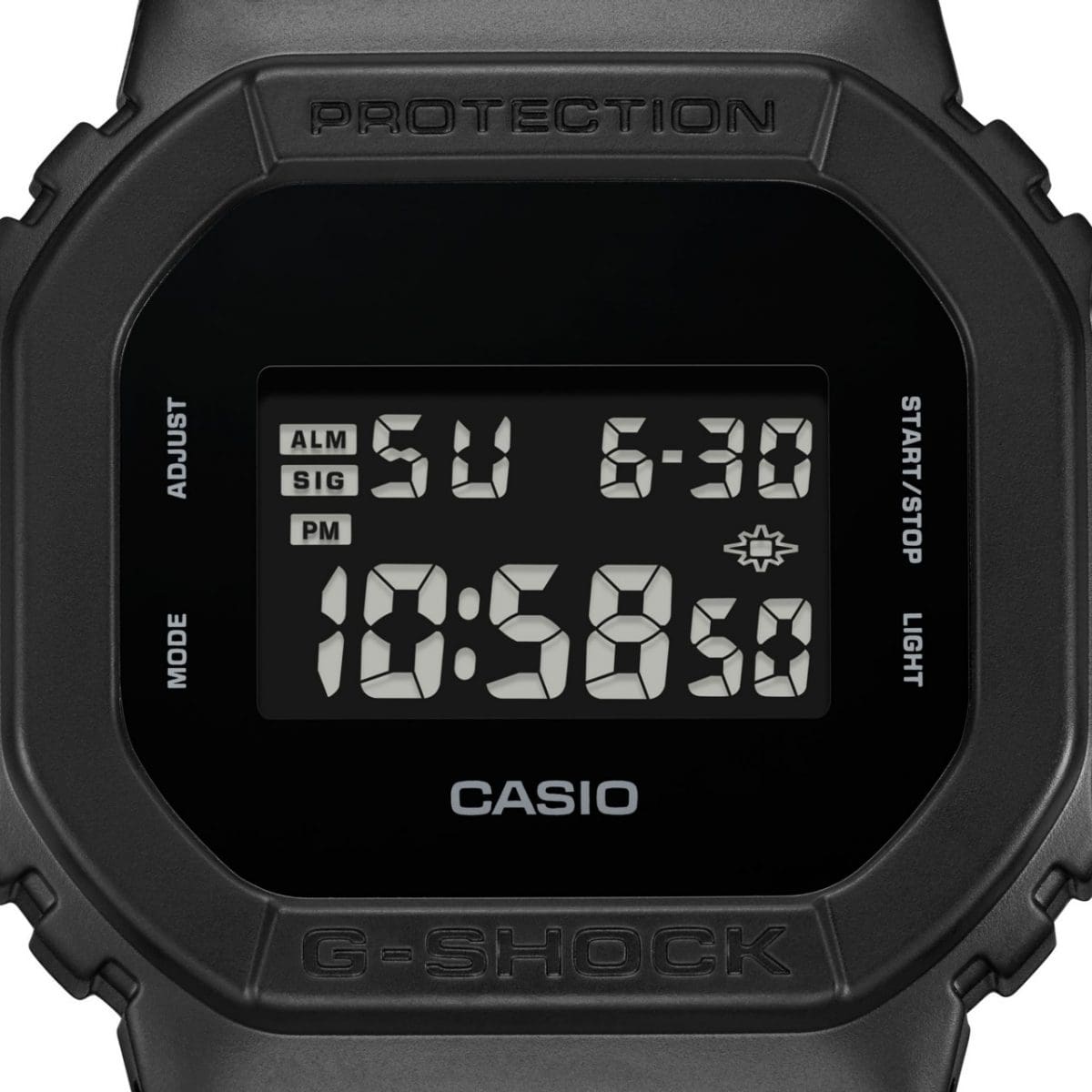 Close-Up de l'affichage numérique de la montre G-SHOCK DW-5600