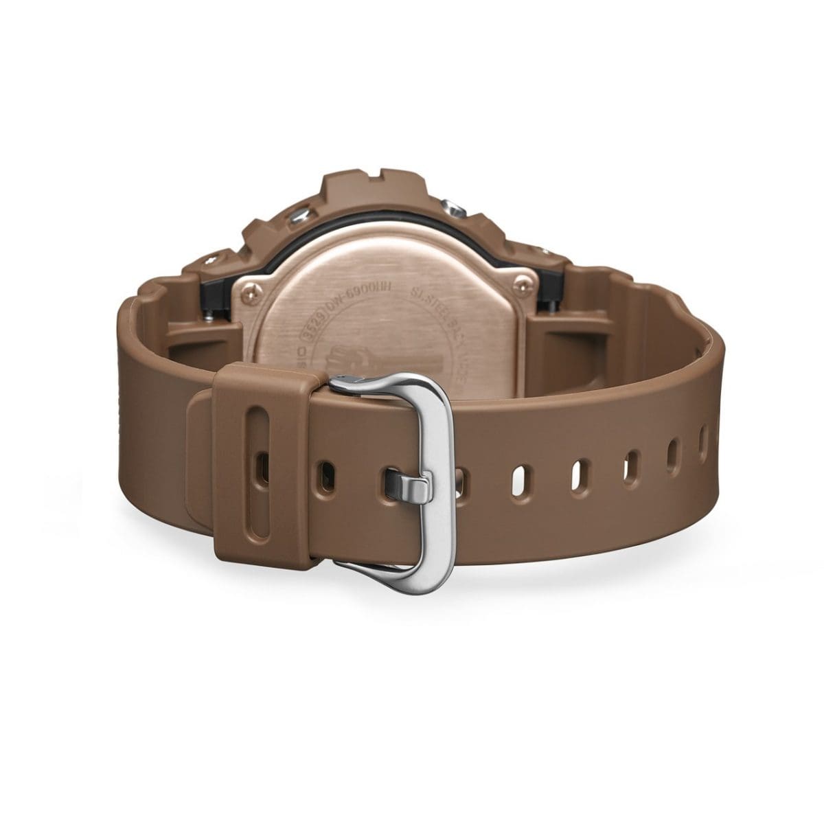 Dos de la DW-6900HH-5ER avec bracelet fermé et fermoir en métal argenté.