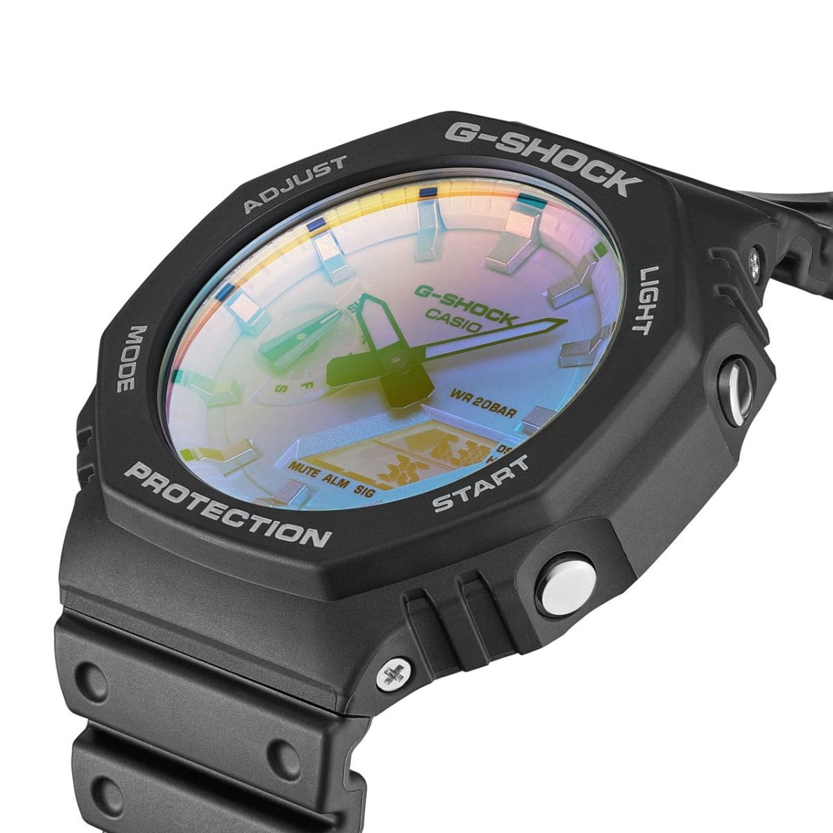 Vue latérale du cadran scintillant du GA-2100SR-1A