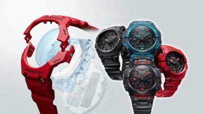 Dans le sens des aiguilles d'une montre : GA-B001G-2A, GA-B001-4A, GA-B001G-1A, GA-B001-1A