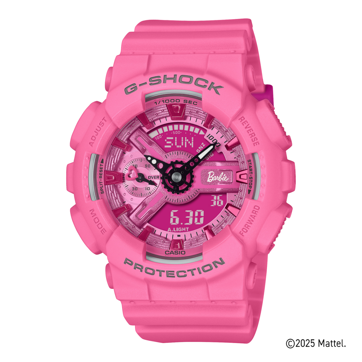 Vue de face du GMA-S110BE-4AER rose avec aiguilles noires