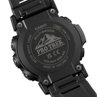Gravure PRO TREK au dos du boîtier de la montre PRW-35Y-1B
