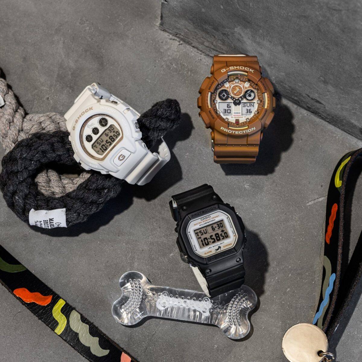 從左邊開始：DW-6900SHB-7、DW-5600SHB-1、GA-100SHB-5A #4