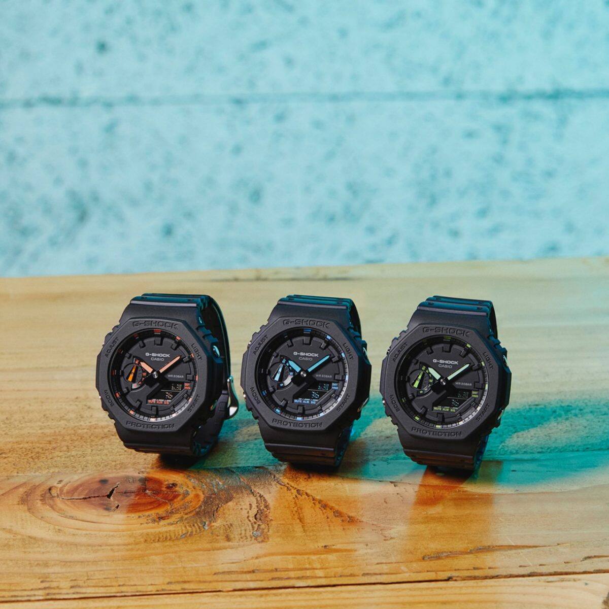 從左邊開始：GA-2100-1A4、GA-2100-1A2、GA-2100-1A3 #4