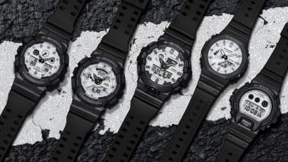 From left: GA-100WD-1A, GA-110WD-1A, GA-700WD-1A, GA-2100WD-1A, DW-6900WD-1 #7