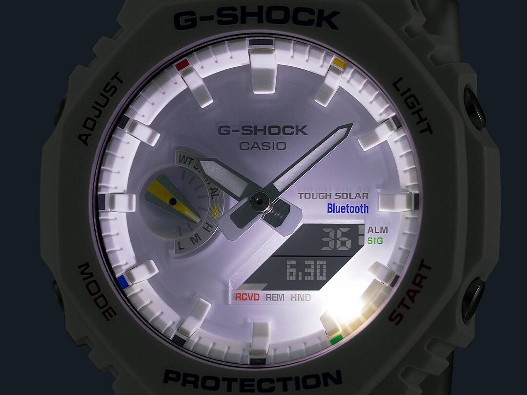 CASIO G-Shock Carbon Core Bluetooth Solar White Colorful Watch GA