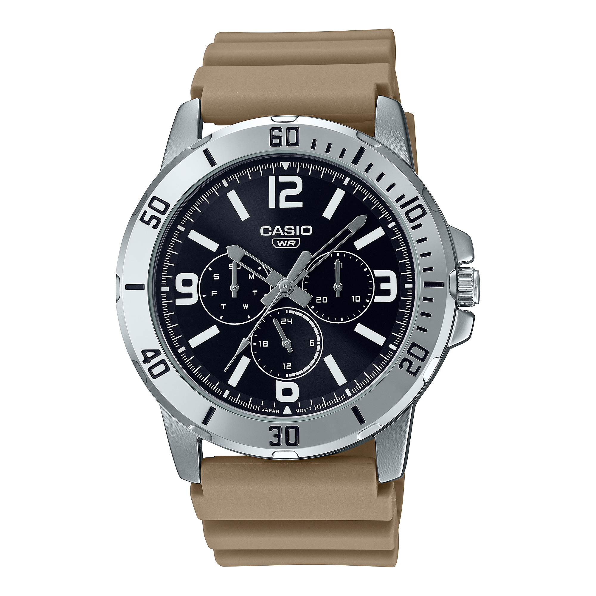 Casio Collection MTP-VD300-3B - Orologio Uomo Al Quarzo Con Cronografo, Look Vintage E Cinturino In Pelle Verde