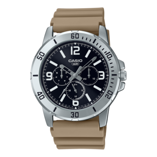 Casio Collection MTP-VD300-3B - Orologio Uomo Al Quarzo Con Cronografo, Look Vintage E Cinturino In Pelle Verde