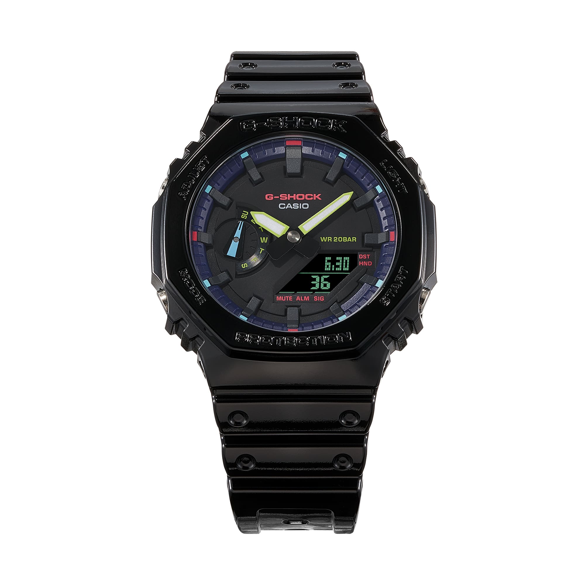 Casio G-Shock GA-2100RGB-1AER Orologio Sportivo Uomo – Resistente Agli Urti, Cronografo, Illuminazione LED