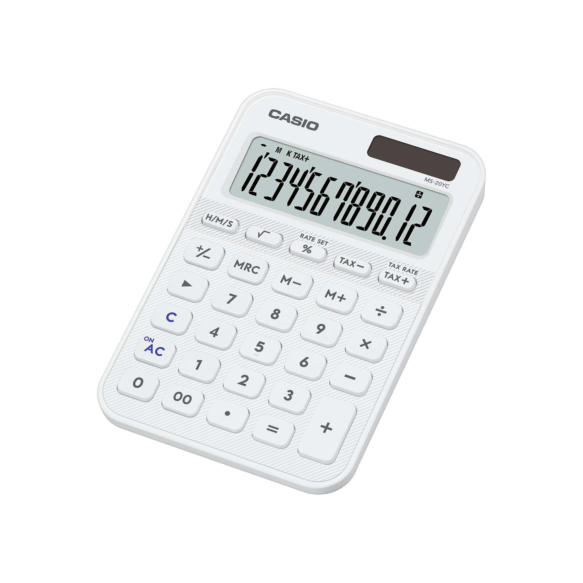 Casio MS-20YC-WE White Calculator Angled View
