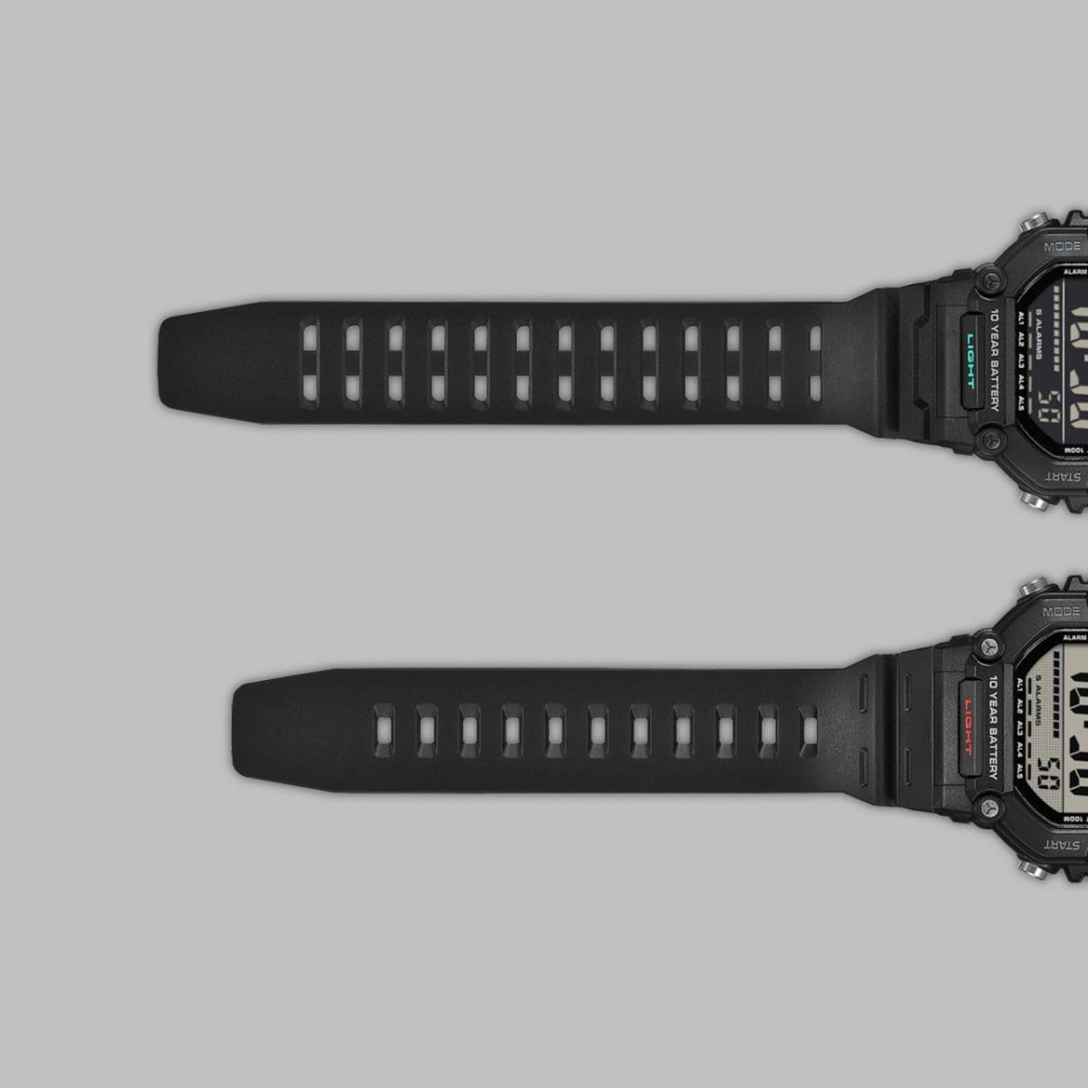 From top: Extra Long Strap AE-1600HX-1BV, Regular-length strap AE-1600H-1AV