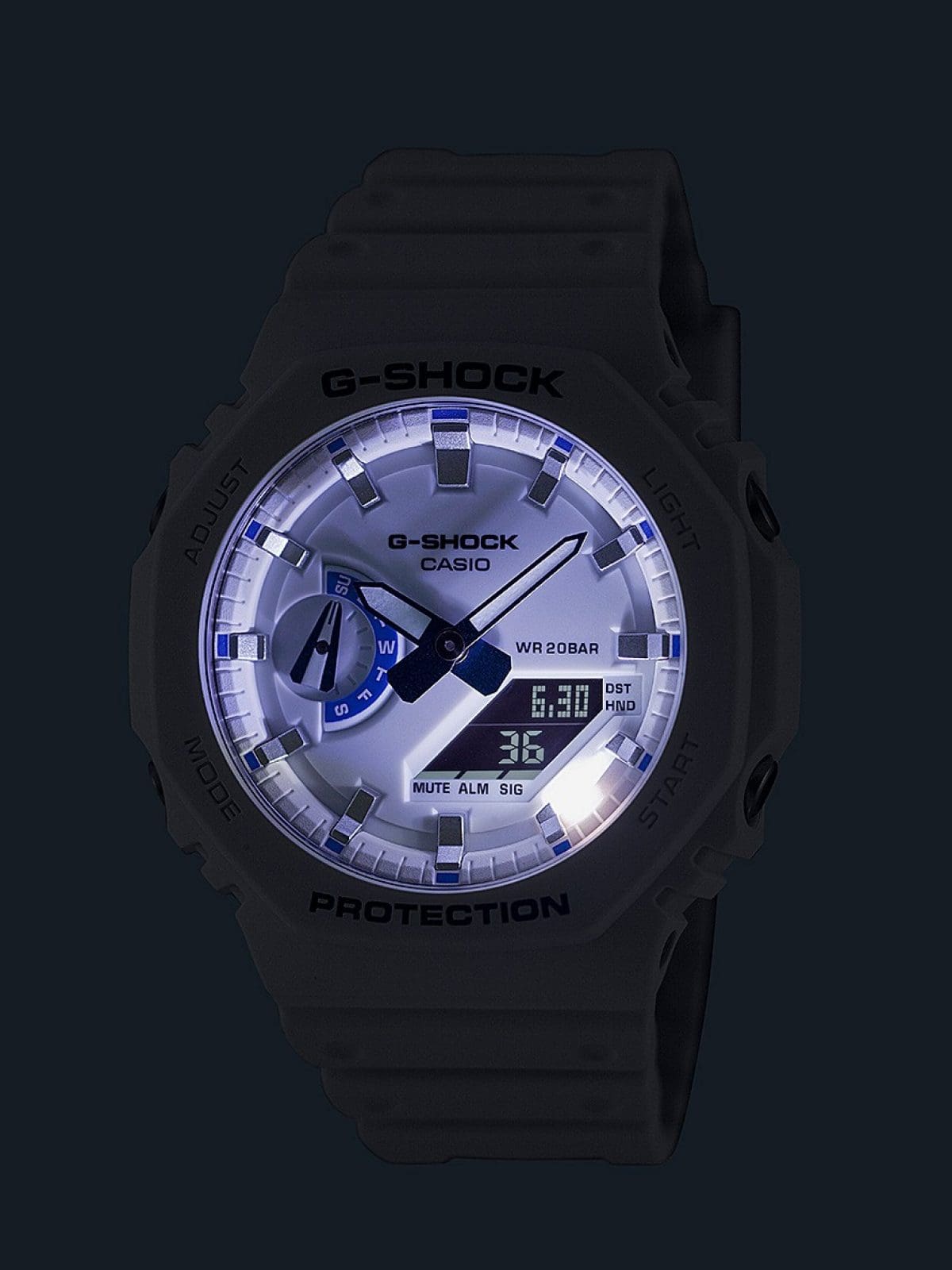 GA-2100HDS-7A1 LED light for maintaining watch readability in the dark