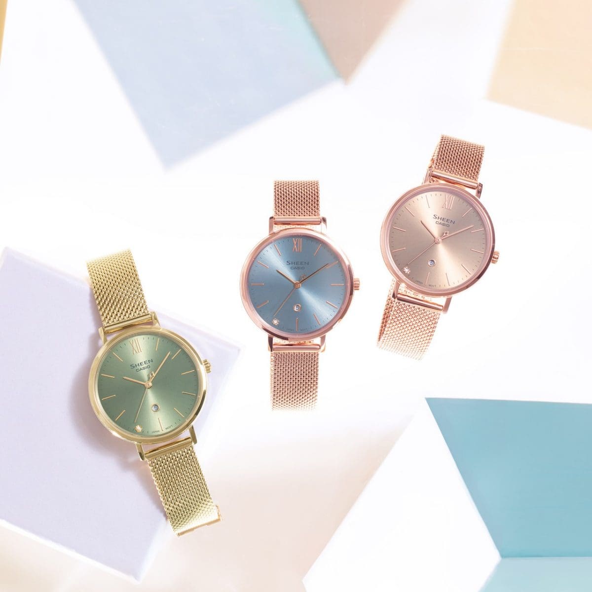 From left: SHE-4539GM-3A, SHE-4539PM-2A, SHE-4539PM-5A