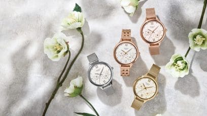 From left: SHE-4551M-7A, SHE-4551PG-7A, SHE-4551GM-9A, SHE-4551PGM-4A