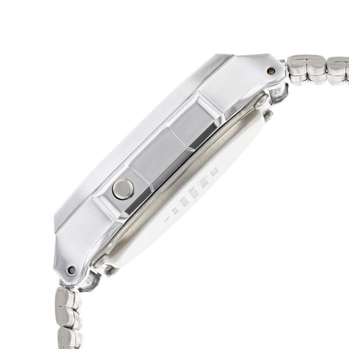 Orologio da polso argento A168WEM-2 vista laterale della cassa in primo piano