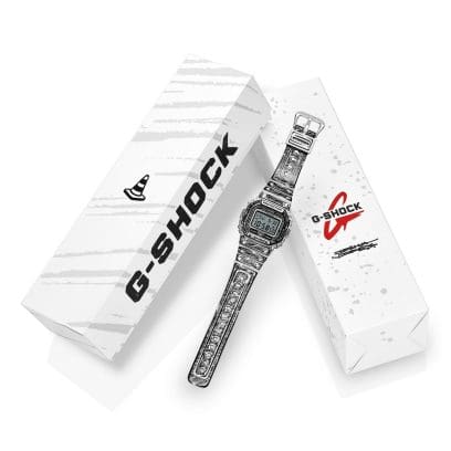 Il modello nato dalla collaborazione tra G-SHOCK e Joshua Vides, il DW-5600JV-7, con confezione speciale.