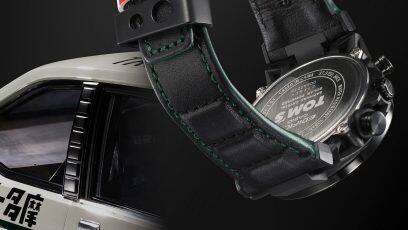 Il cinturino die EDIFICE "EFS-S641TMS-1A" orologi più corto presenta un design dimensionale che evoca il montante B della Starlet KP47 di TOM'S.