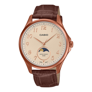 Casio Orologio Uomo, Quadrante Analogico Nero, Cinturino In Pelle, Doppio XL