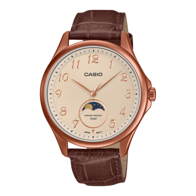 Casio Orologio Uomo, Quadrante Analogico Nero, Cinturino In Pelle, Doppio XL