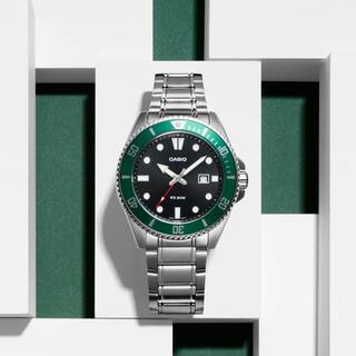 Casio Orologio MDV-107D-3A2VDF - Sub, Analógico, Acciaio, Impermeabile 200m, Lunetta Girevole Unidirezionale, Data