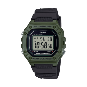 Vista frontale del W-218H-3AV con cassa verde scuro e cinturino nero