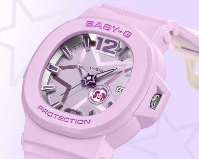 BGA-10D-2A2 ポップでスペーシーな スターモチーフのダイアルデザイン