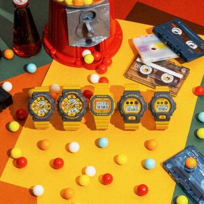 From left: GMA-S110Y-9A, GA-110Y-9A, DW-5610Y-9, DW-6900Y-9, GMD-S6900Y-9