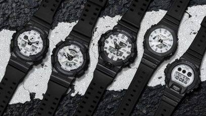 From left: GA-100WD-1A, GA-110WD-1A, GA-700WD-1A, GA-2100WD-1A, DW-6900WD-1