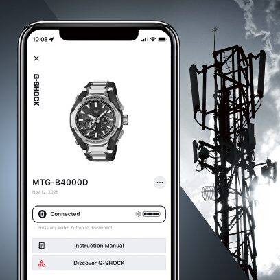 MTG-B4000BD-1A មុខងារកំណត់ម៉ោងដើរដោយថាមពលពន្លឺព្រះអាទិត្យដែលគ្រប់គ្រងដោយវិទ្យុ និងការតភ្ជាប់ Bluetooth®  * រូបភាពបង្ហាញពី MTG-B4000D-1A។