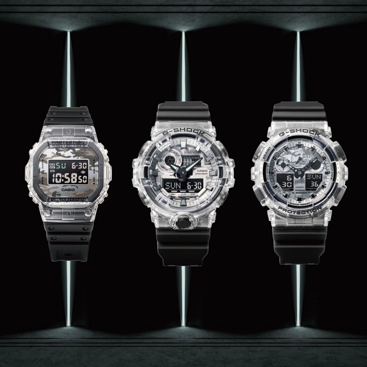 From left: DW-5600SKC-1, GA-700SKC-1A, GA-100SKC-1A #10