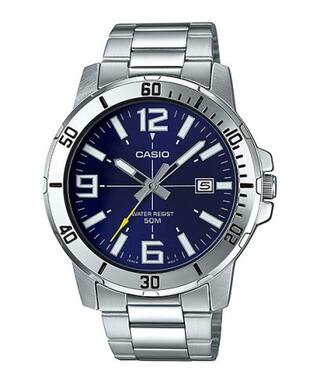 Casio MTP-VD01D-4BVUDF Orologio Uomo - Rosso, Bracciale Acciaio, Quarz, Datario, 50m Impermeabile