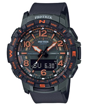 Casio Protrek PRT-B50-4 - Reloj de enlace para hombre, con sensor  cuádruple, color negro y naranja, Negro Naranja, Digital