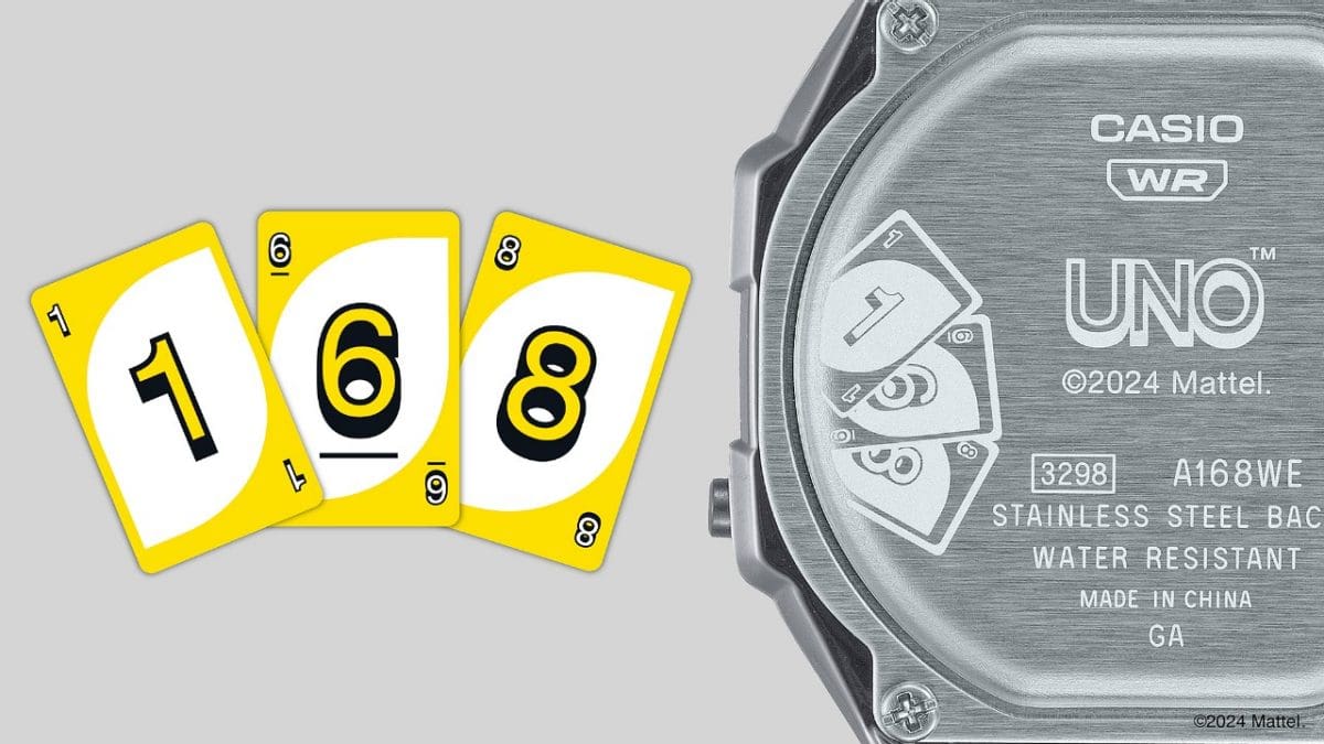 لمسة مرحة في النقش على الجهة الخلفية لهيكل ساعة من طراز A168WEUC-1A #7